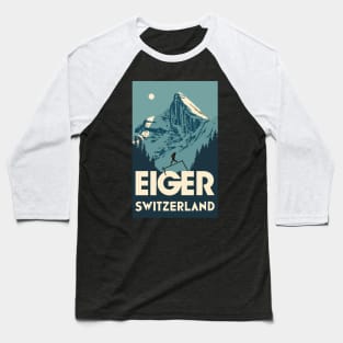 A Vintage Travel Art of Eiger - Switzerland Baseball T-Shirt